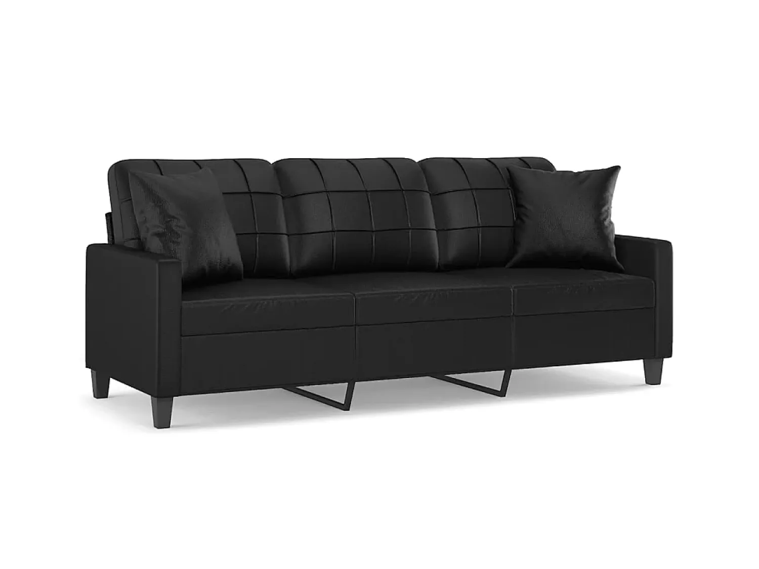 Sofá* Sofá 3 lugares + almofadas decoração 180 cm couro artif. PT367681 Preto