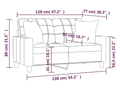 vidaxl Sofá 2 lugares + almofadas decorativas 120cm couro artif.^ Sofá
