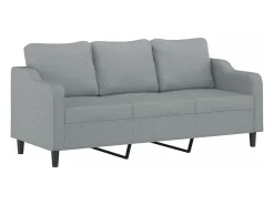 Sofá| Sofá 3 lugares + almofadas decorativas 180cm tecido cinza-claro PT676777 Cinzento