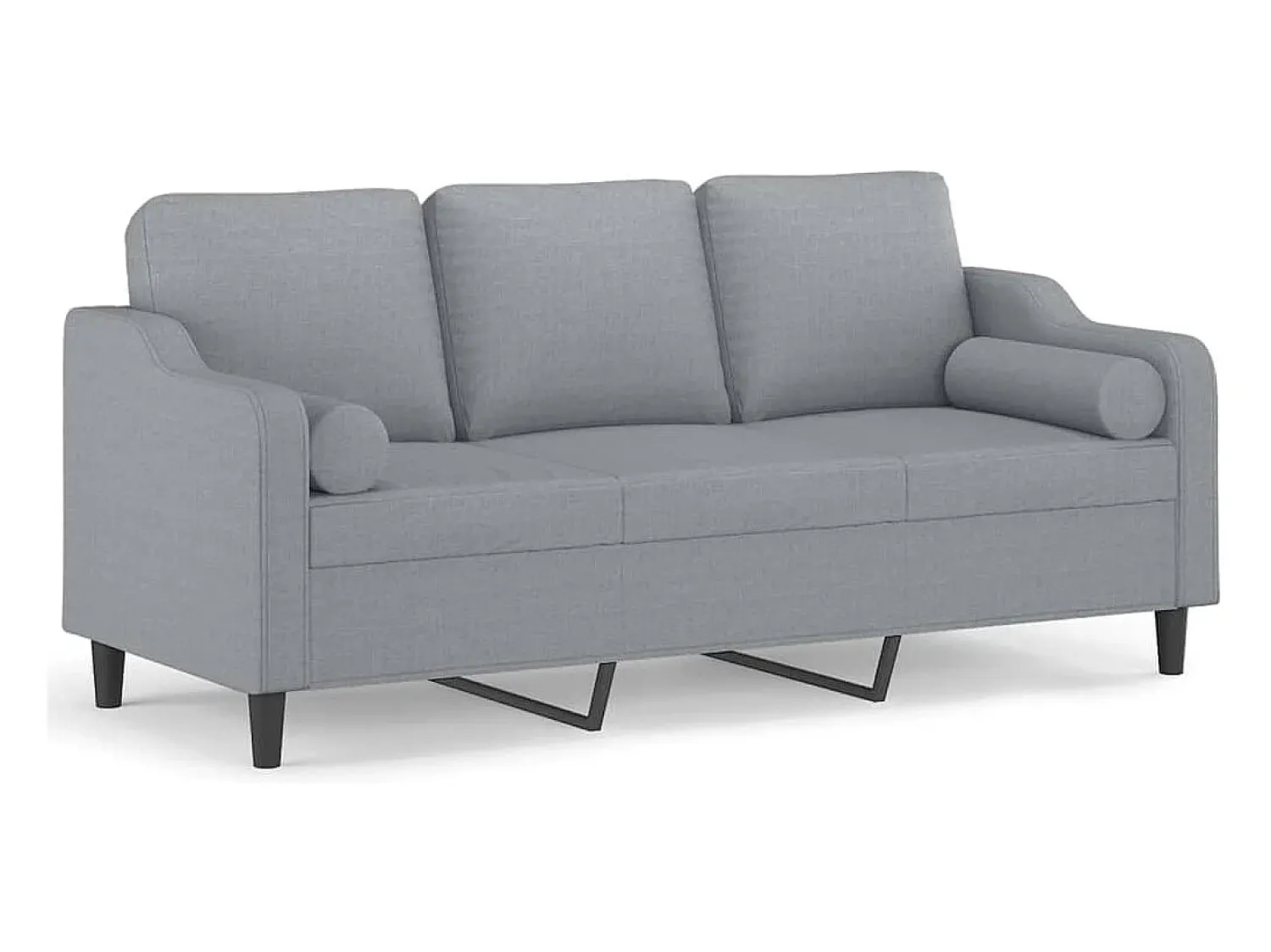 Sofá| Sofá 3 lugares + almofadas decorativas 180cm tecido cinza-claro PT676777 Cinzento