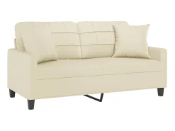 Sofá 2 lugares + almofadas decorativas 140cm couro artif. PT892289^ Sofá