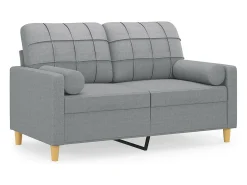 vidaxl Sofá 2 lugares + almofadas decorativas 120cm tecido cinza-claro^ Sofá