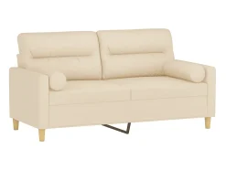 Online Sofá 2 lugares + almofadas decorativas 140 cm tecido cor PT506352 Creme