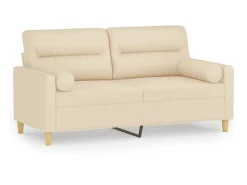 Online Sofá 2 lugares + almofadas decorativas 140 cm tecido cor PT506352 Creme
