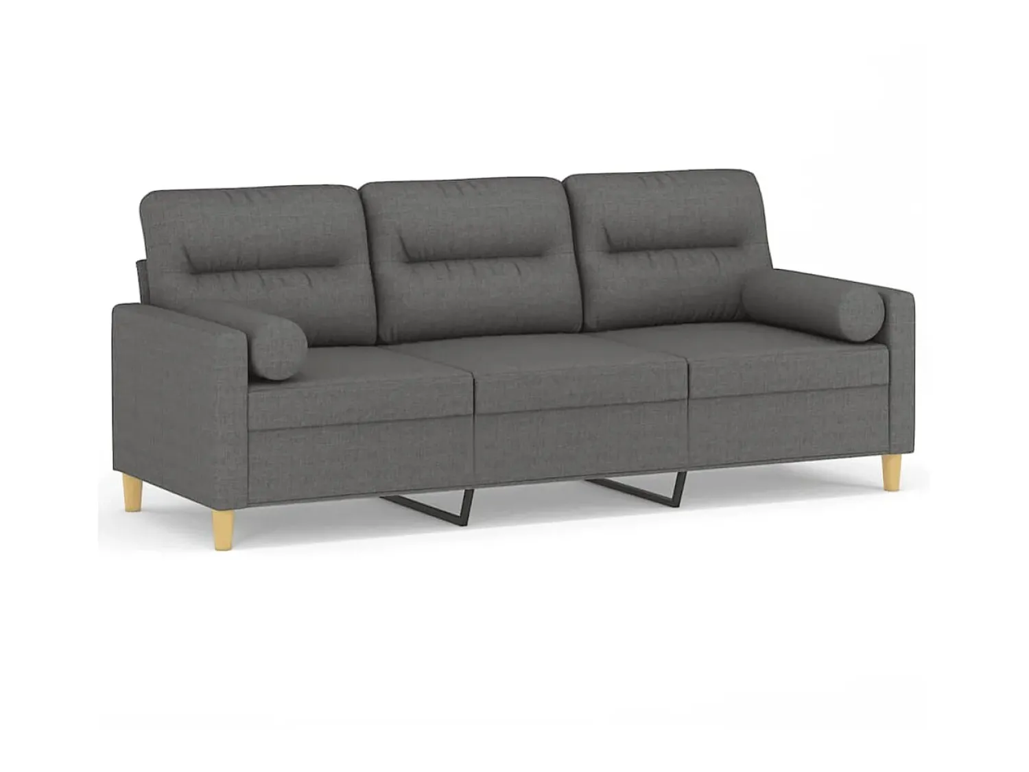Sofá 3 lugares + almofadas decoração 180 cm tecido cinza-escuro PT421814^ Sofá