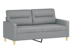 Outlet Sofá 2 lugares + almofadas decorativas 140cm tecido cinza-claro PT209938 Cinzento