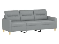 Best Sofá 3 lugares + almofadas decorativas 180cm tecido cinza-claro PT683583 Cinzento