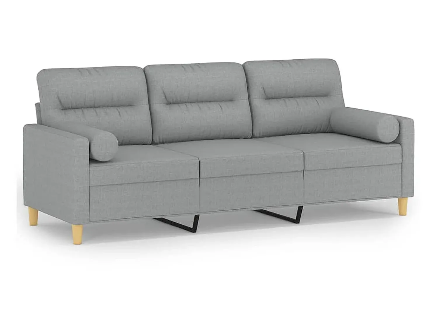 Best Sofá 3 lugares + almofadas decorativas 180cm tecido cinza-claro PT683583 Cinzento