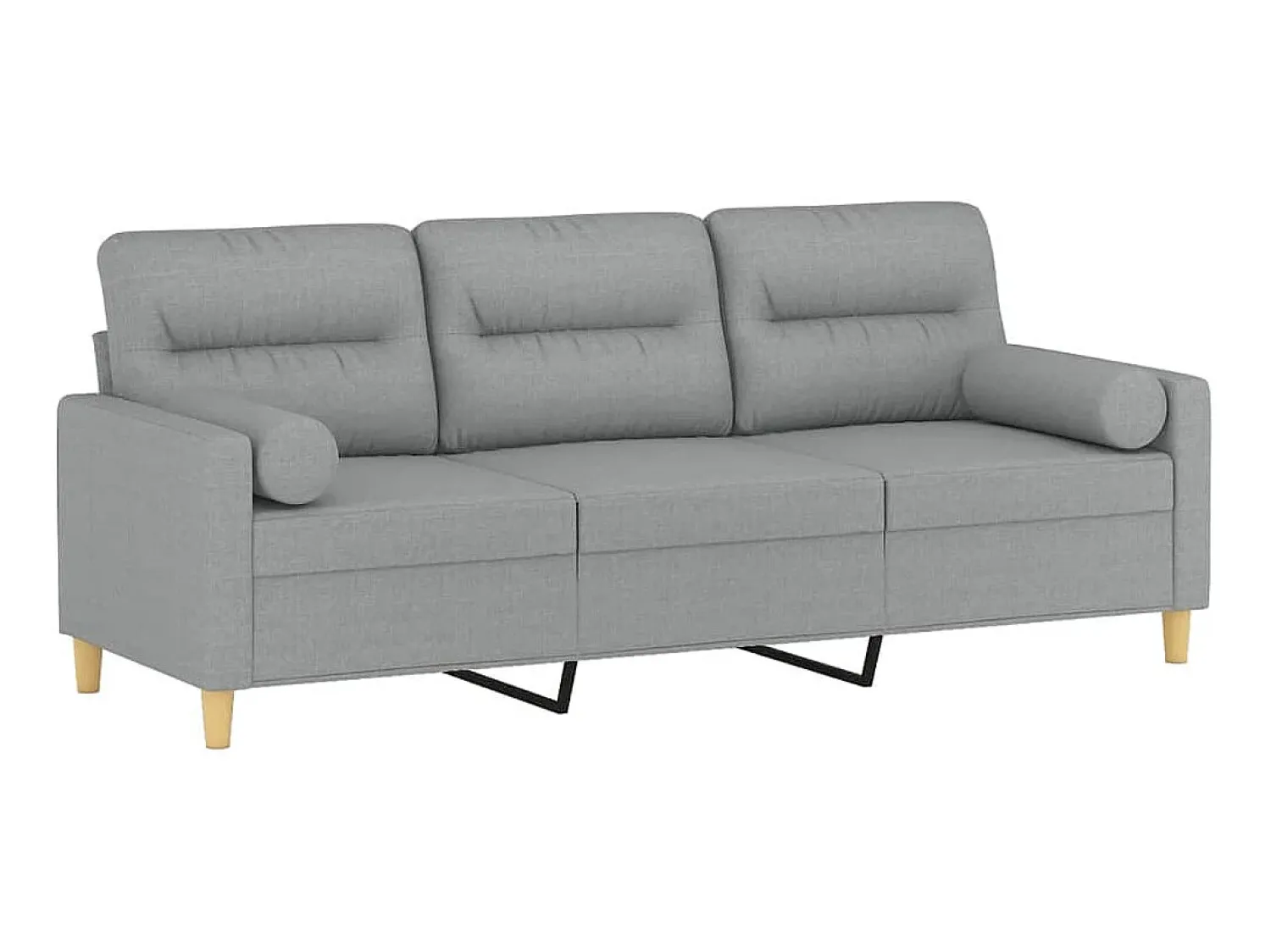 Best Sofá 3 lugares + almofadas decorativas 180cm tecido cinza-claro PT683583 Cinzento