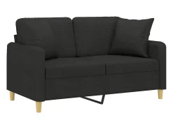 New Sofá 2 lugares + almofadas decorativas 120 cm tecido PT119947 Preto