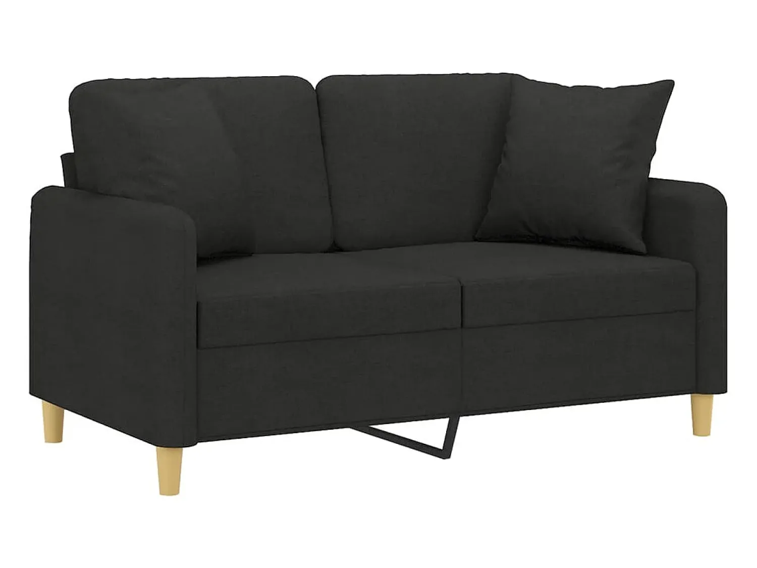 New Sofá 2 lugares + almofadas decorativas 120 cm tecido PT119947 Preto
