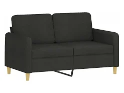 New Sofá 2 lugares + almofadas decorativas 120 cm tecido PT119947 Preto