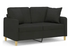 New Sofá 2 lugares + almofadas decorativas 120 cm tecido PT119947 Preto