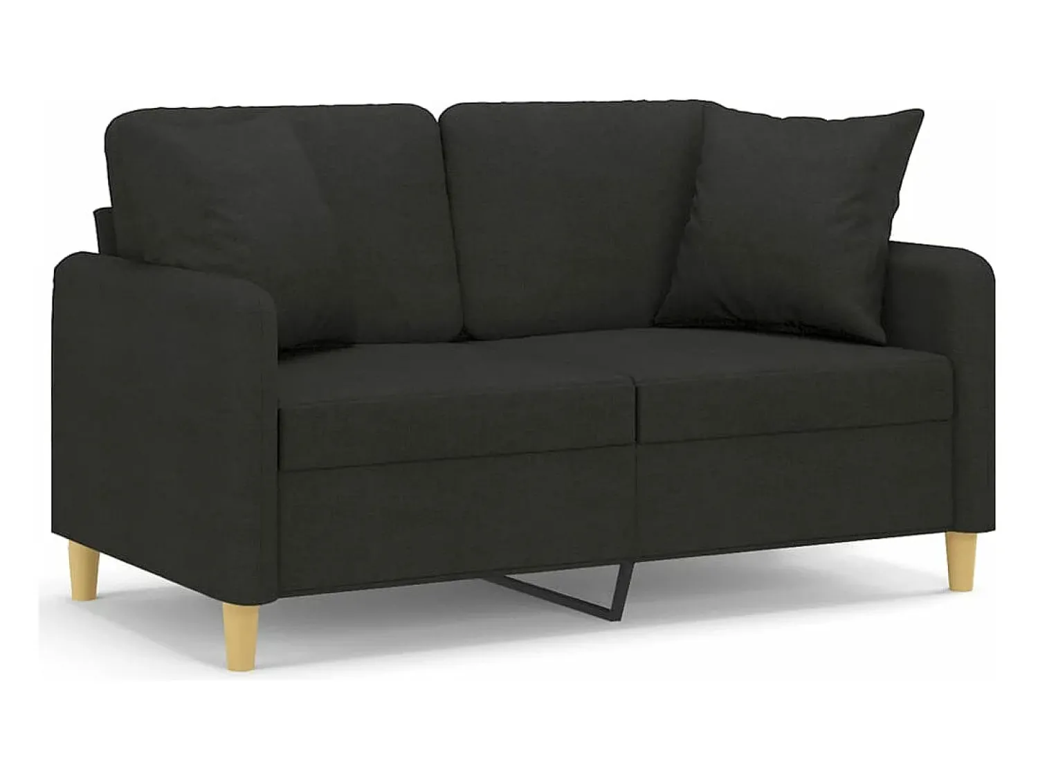 New Sofá 2 lugares + almofadas decorativas 120 cm tecido PT119947 Preto