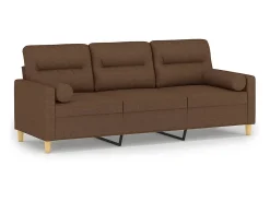 Sofá| Sofá 3 lugares + almofadas decorativas 180 cm tecido PT461576 Castanho