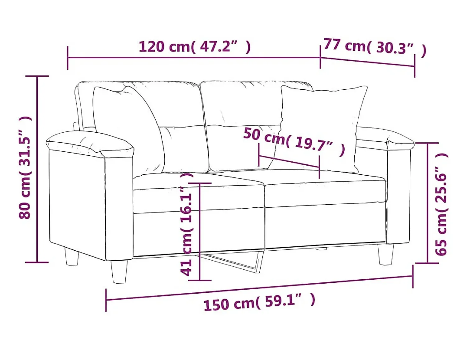 Sofá|vidaxl Sofá 2 lugares + almofadas decorativas 120cm couro artif. Creme