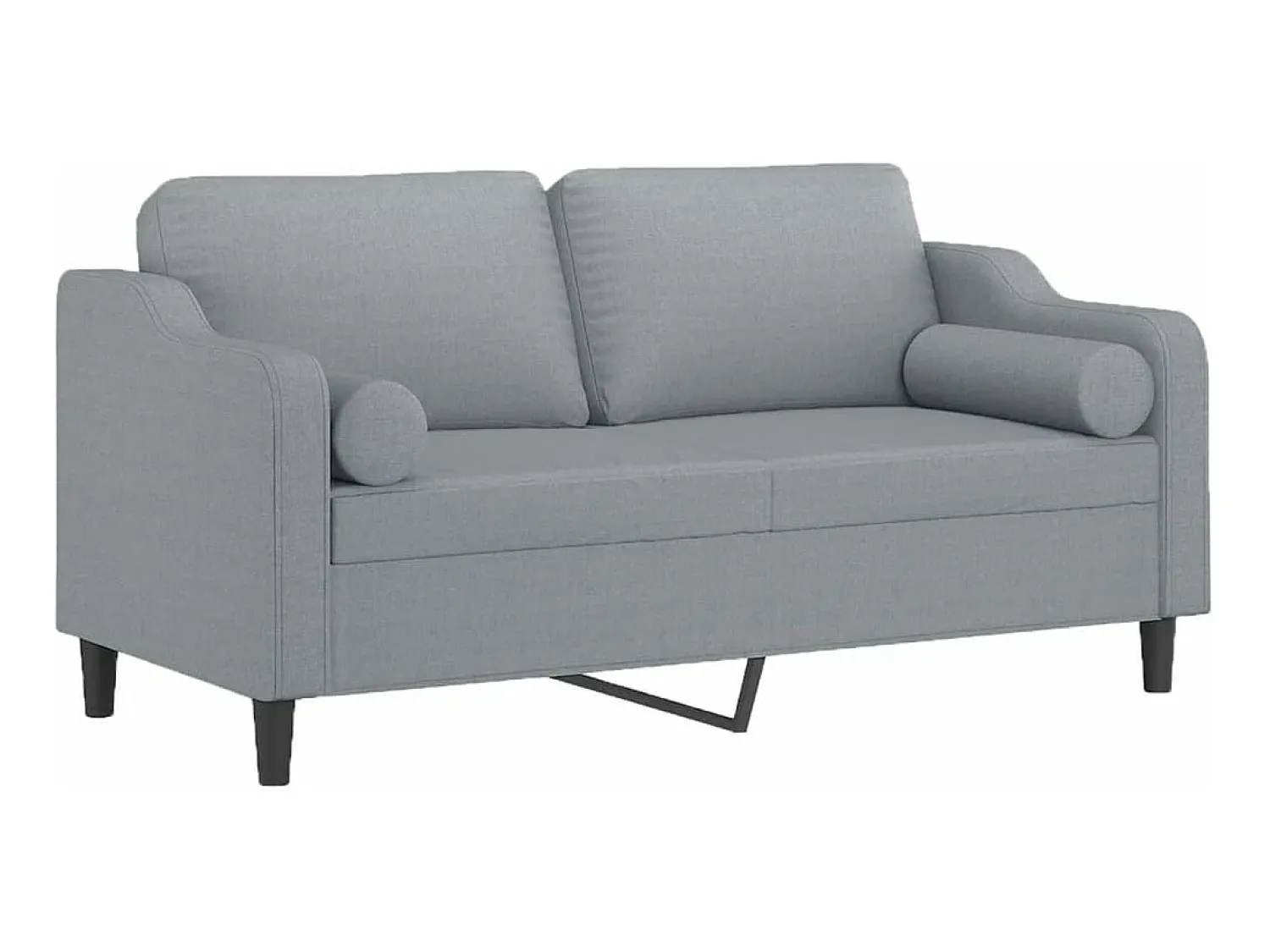 Sofá 2 lugares + almofadas decorativas 140cm tecido cinza-claro PT723745^ Sofá