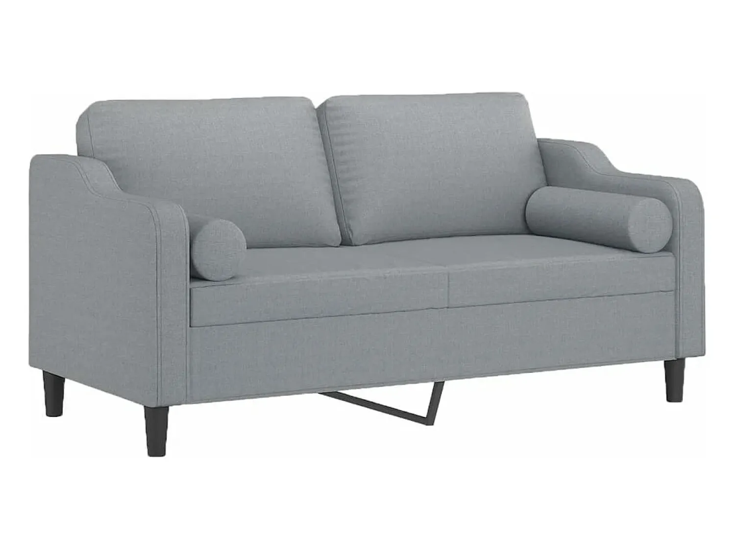 Sofá 2 lugares + almofadas decorativas 140cm tecido cinza-claro PT723745^ Sofá