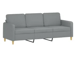 Sofá| Sofá 3 lugares + almofadas decorativas 180cm tecido cinza-claro PT241616 Cinzento claro