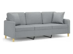 Sofá| Sofá 3 lugares + almofadas decorativas 180cm tecido cinza-claro PT241616 Cinzento claro