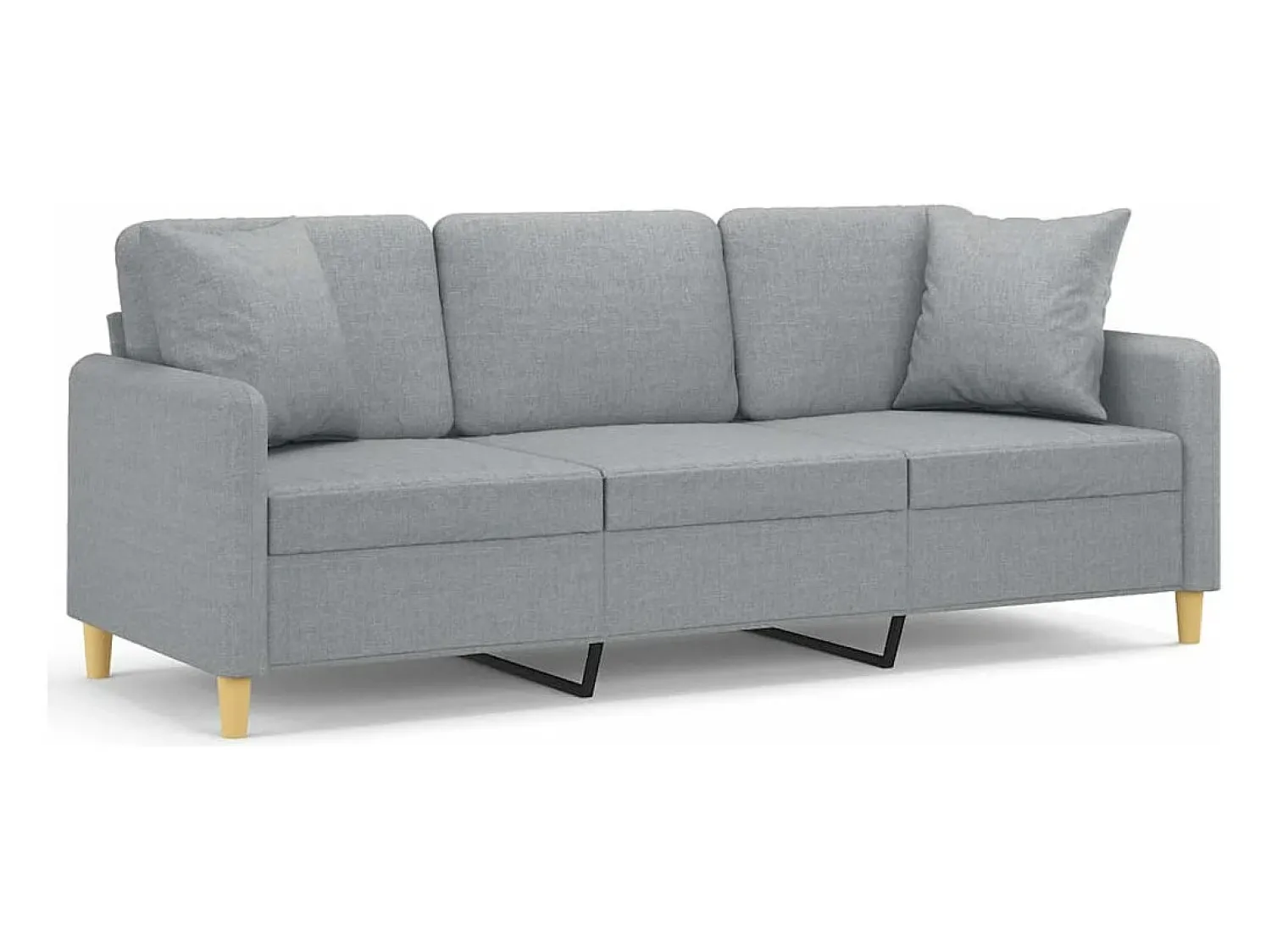 Sofá| Sofá 3 lugares + almofadas decorativas 180cm tecido cinza-claro PT241616 Cinzento claro