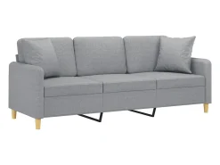 Sofá| Sofá 3 lugares + almofadas decorativas 180cm tecido cinza-claro PT241616 Cinzento claro