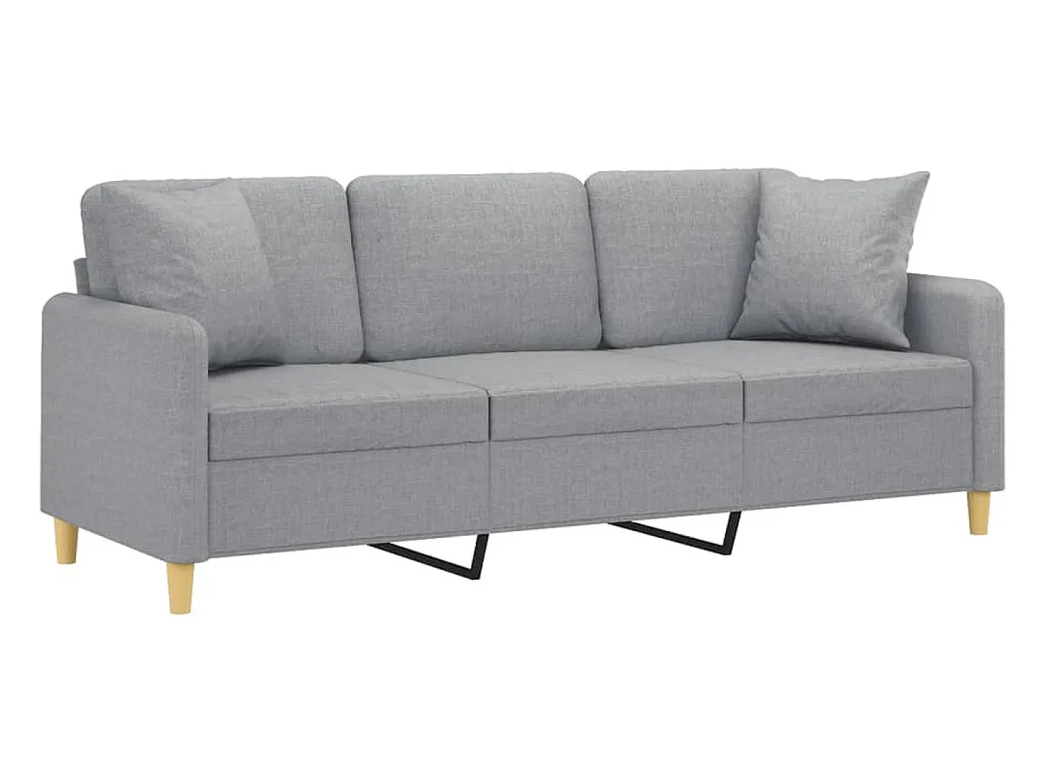 Sofá| Sofá 3 lugares + almofadas decorativas 180cm tecido cinza-claro PT241616 Cinzento claro