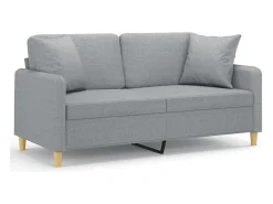 Sofá* Sofá 2 lugares + almofadas decorativas 140cm tecido cinza-claro PT639593 Cinzento claro