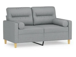 Sofá| Sofá 2 lugares + almofadas decorativas 120cm tecido cinza-claro PT441150 Cinzento