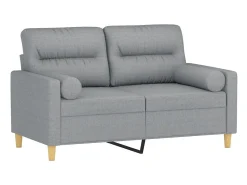 Sofá| Sofá 2 lugares + almofadas decorativas 120cm tecido cinza-claro PT441150 Cinzento