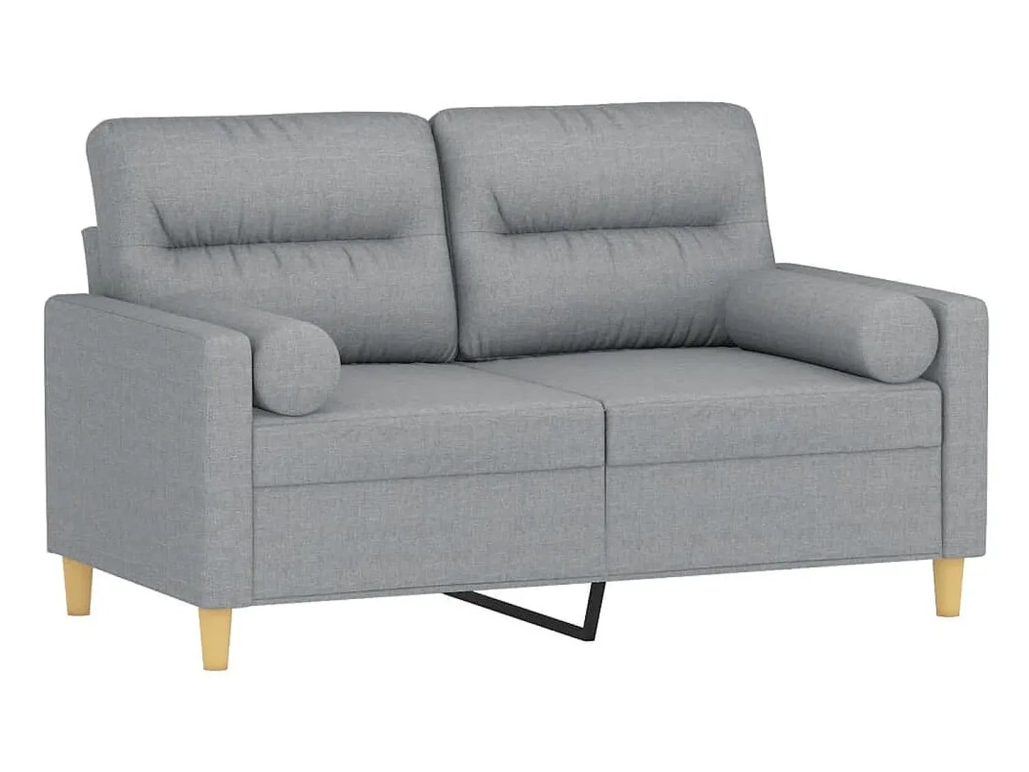 Sofá| Sofá 2 lugares + almofadas decorativas 120cm tecido cinza-claro PT441150 Cinzento