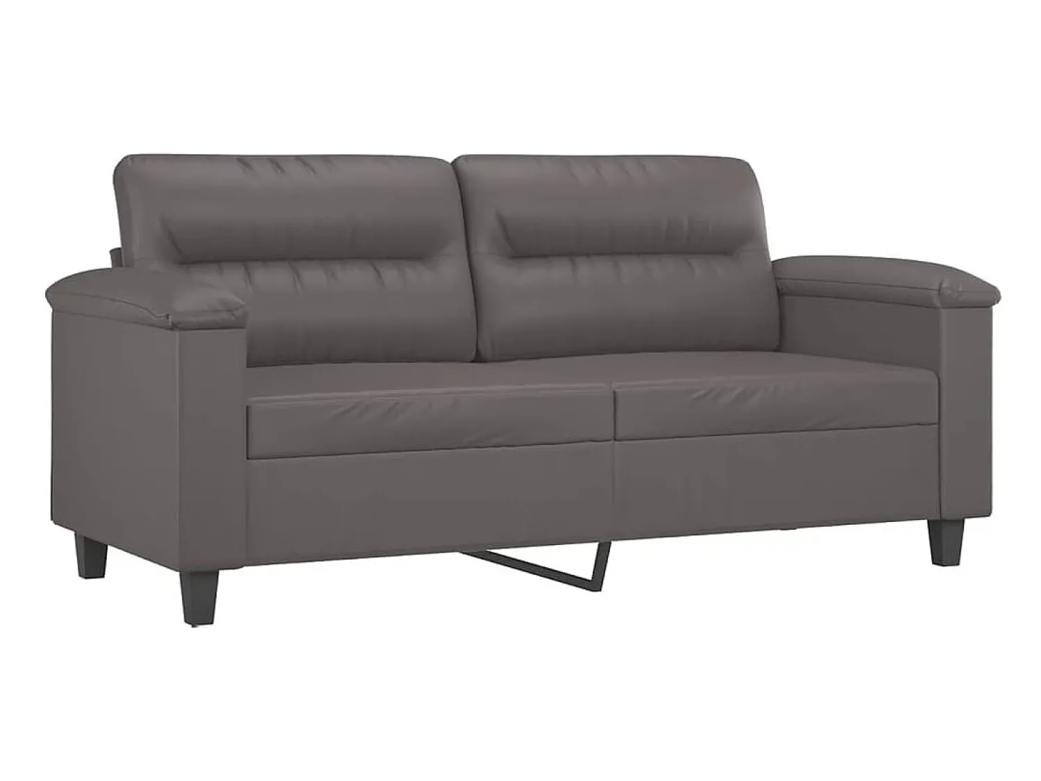 Sofá| Sofá 2 lugares + almofadas decorativas 140cm couro artif. cinza PT178447 Cinzento