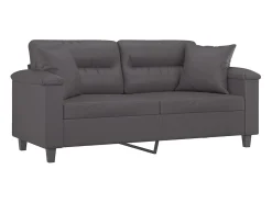 Sofá| Sofá 2 lugares + almofadas decorativas 140cm couro artif. cinza PT178447 Cinzento