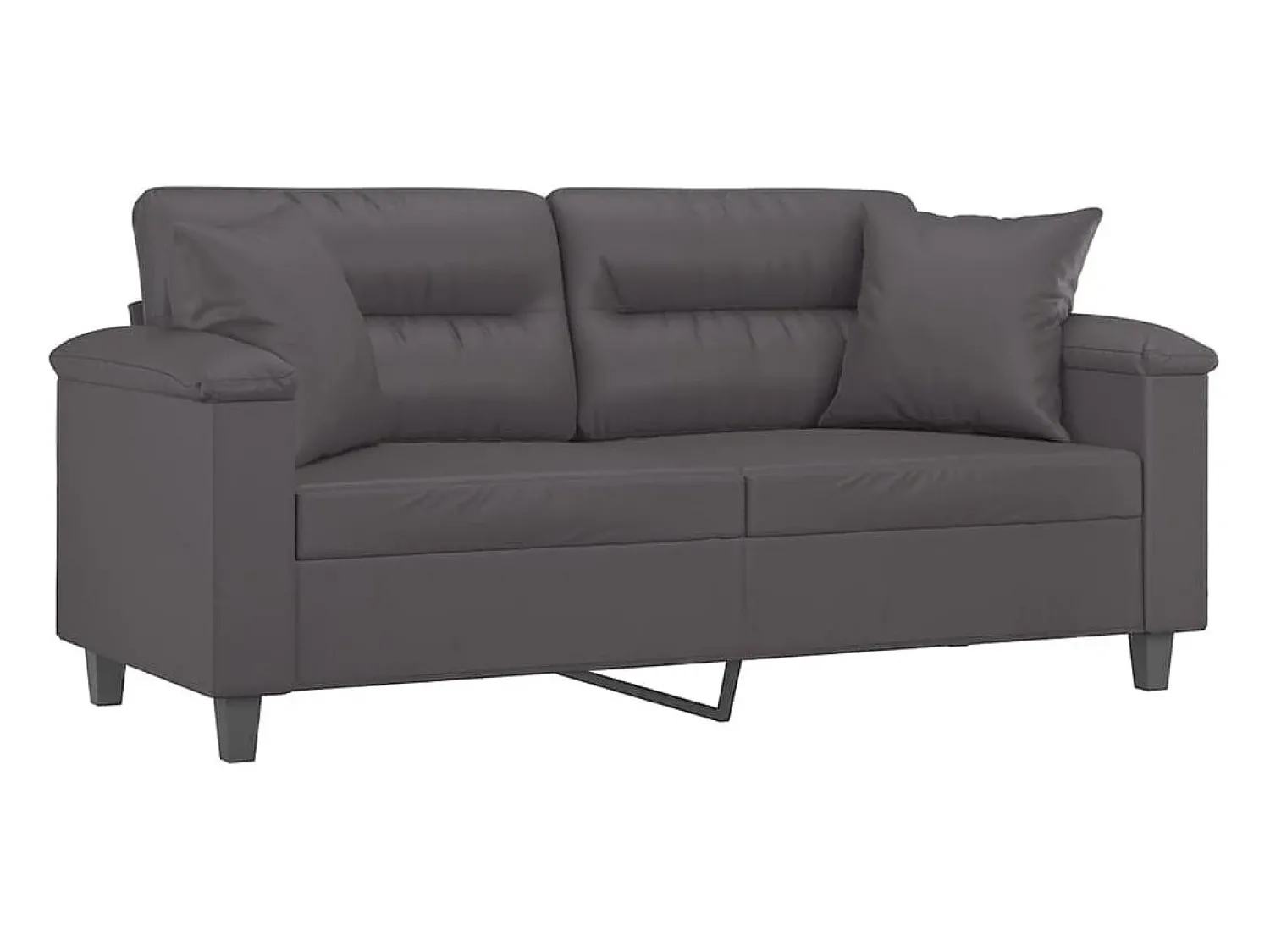 Sofá| Sofá 2 lugares + almofadas decorativas 140cm couro artif. cinza PT178447 Cinzento
