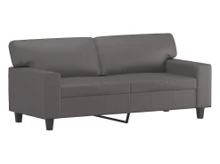 Sale Sofá 2 lugares + almofadas decorativas 140cm couro artif. cinza PT352333 Cinzento