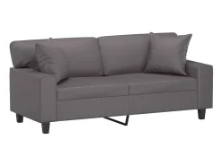 Sale Sofá 2 lugares + almofadas decorativas 140cm couro artif. cinza PT352333 Cinzento