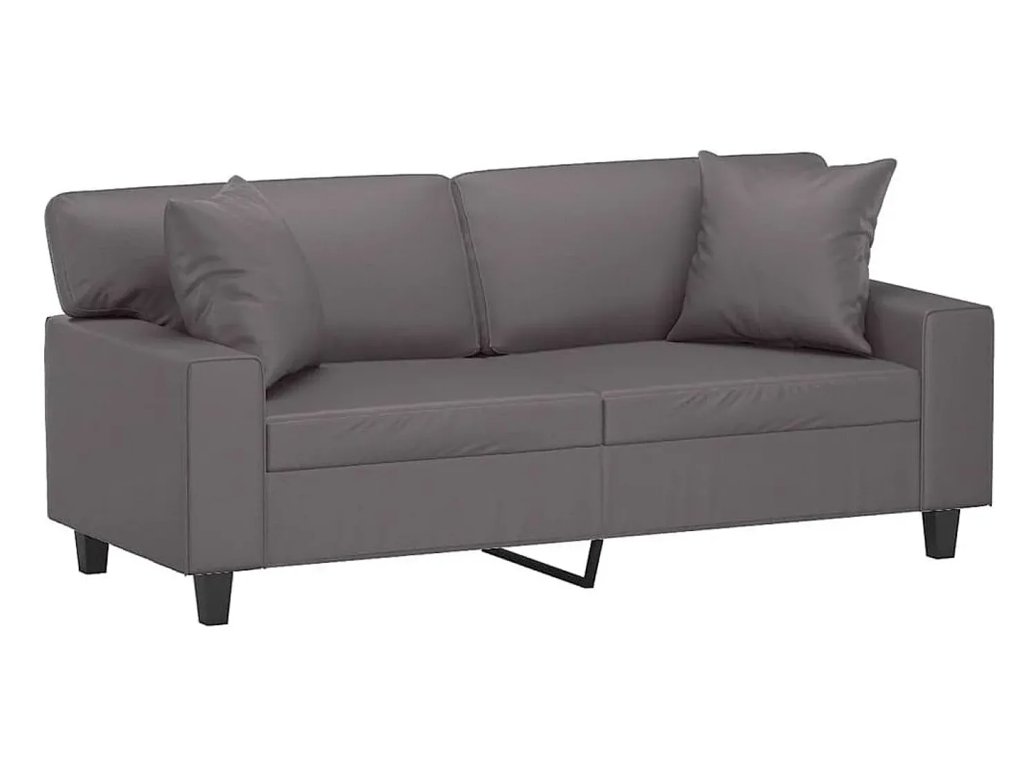 Sale Sofá 2 lugares + almofadas decorativas 140cm couro artif. cinza PT352333 Cinzento