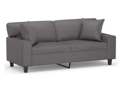 Sale Sofá 2 lugares + almofadas decorativas 140cm couro artif. cinza PT352333 Cinzento
