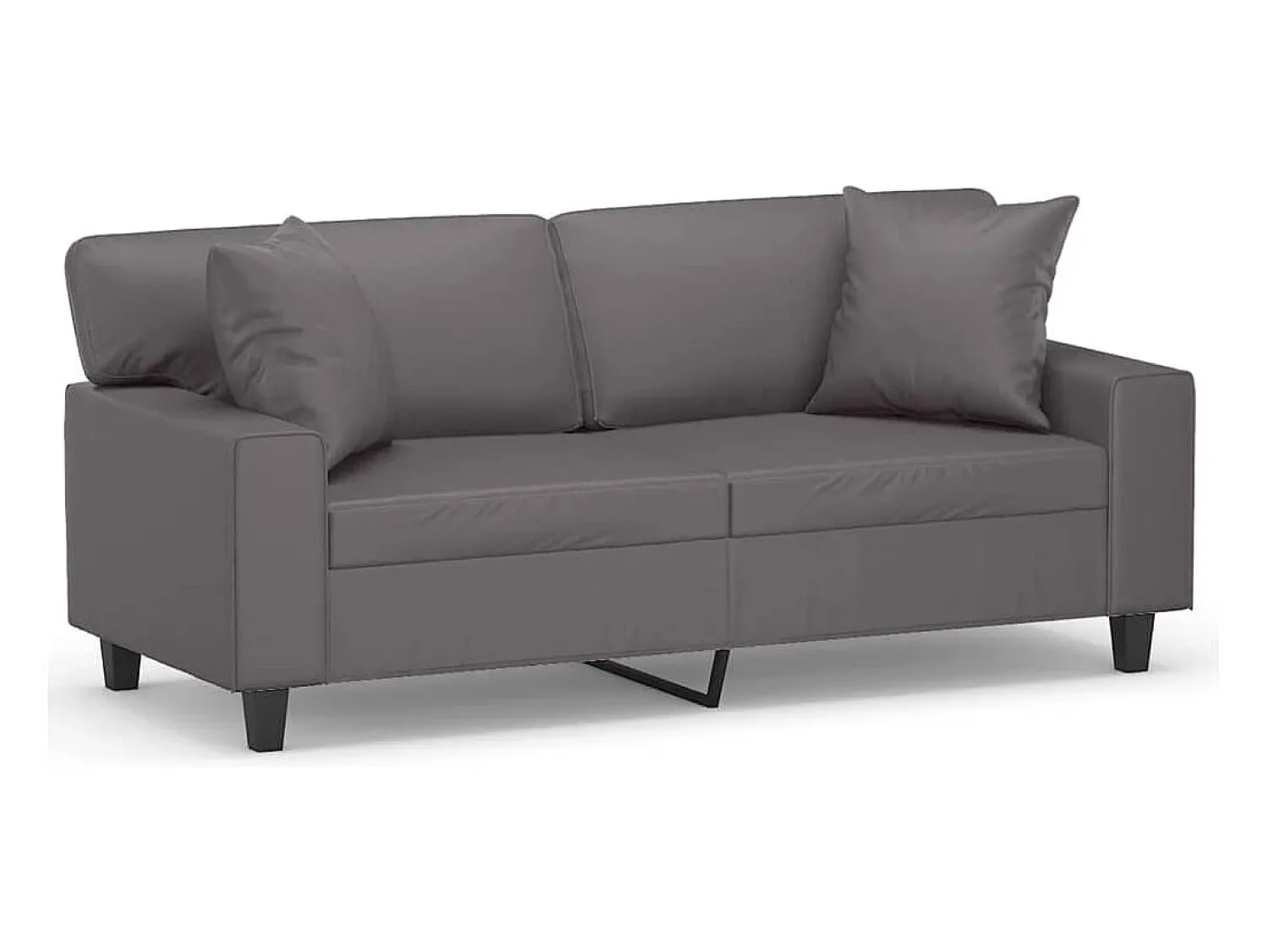 Sale Sofá 2 lugares + almofadas decorativas 140cm couro artif. cinza PT352333 Cinzento