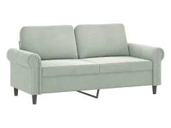 Sofá 2 lugares + almofadas decorativas 140cm veludo cinza-claro PT348731^ Sofá