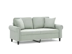Sofá 2 lugares + almofadas decorativas 140cm veludo cinza-claro PT348731^ Sofá