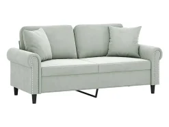 Sofá 2 lugares + almofadas decorativas 140cm veludo cinza-claro PT348731^ Sofá