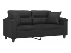 Sofá* Sofá 2 lugares + almofadas decoração 140 cm couro artif. PT913177 Preto