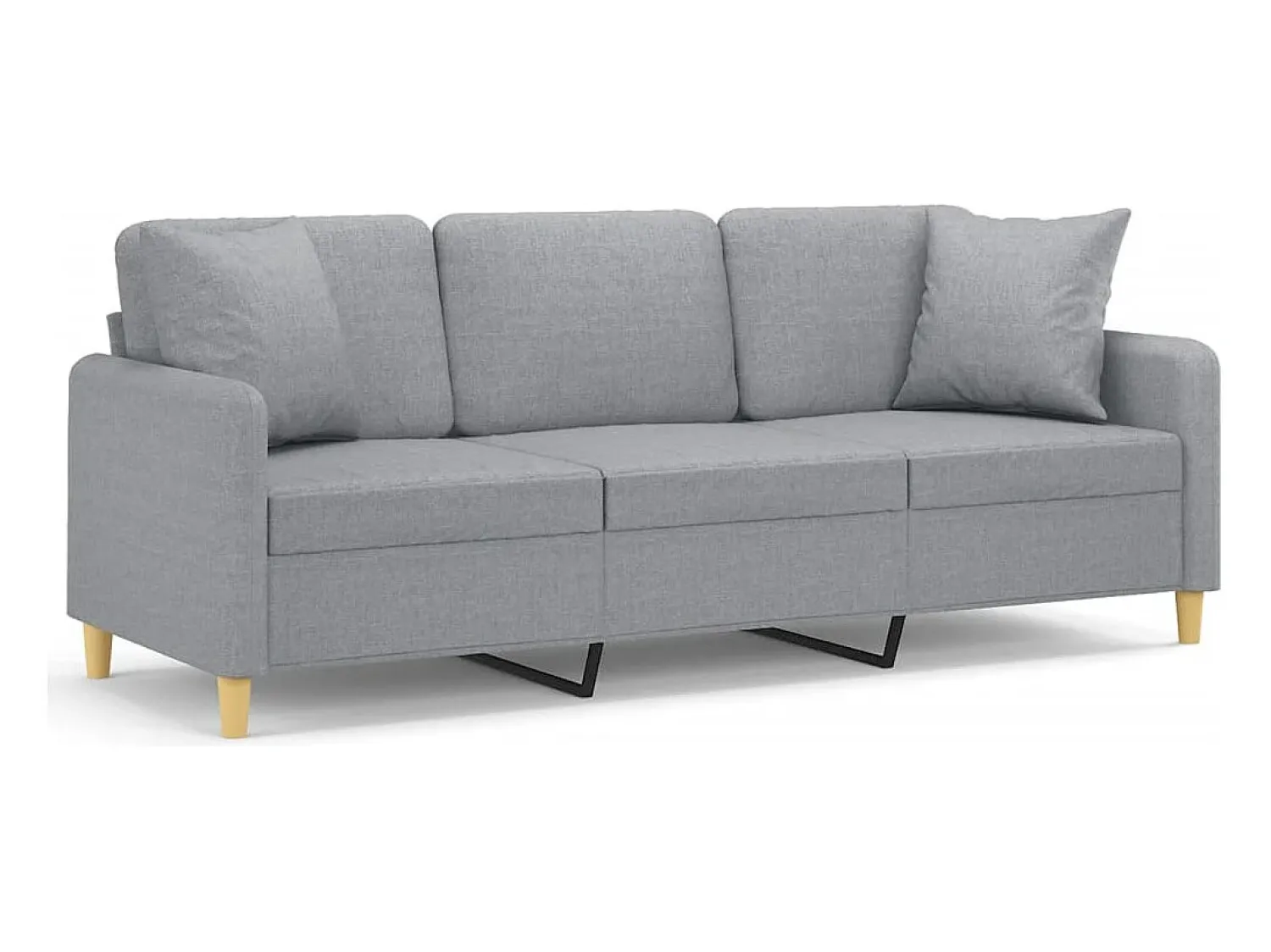 Sofá|vidaxl Sofá 3 lugares + almofadas decorativas 180cm tecido cinza-claro Cinzento