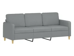 Sofá|vidaxl Sofá 3 lugares + almofadas decorativas 180cm tecido cinza-claro Cinzento