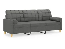 Sale Sofá 3 lugares + almofadas decoração 180 cm tecido cinza-escuro PT215362 Cinzento