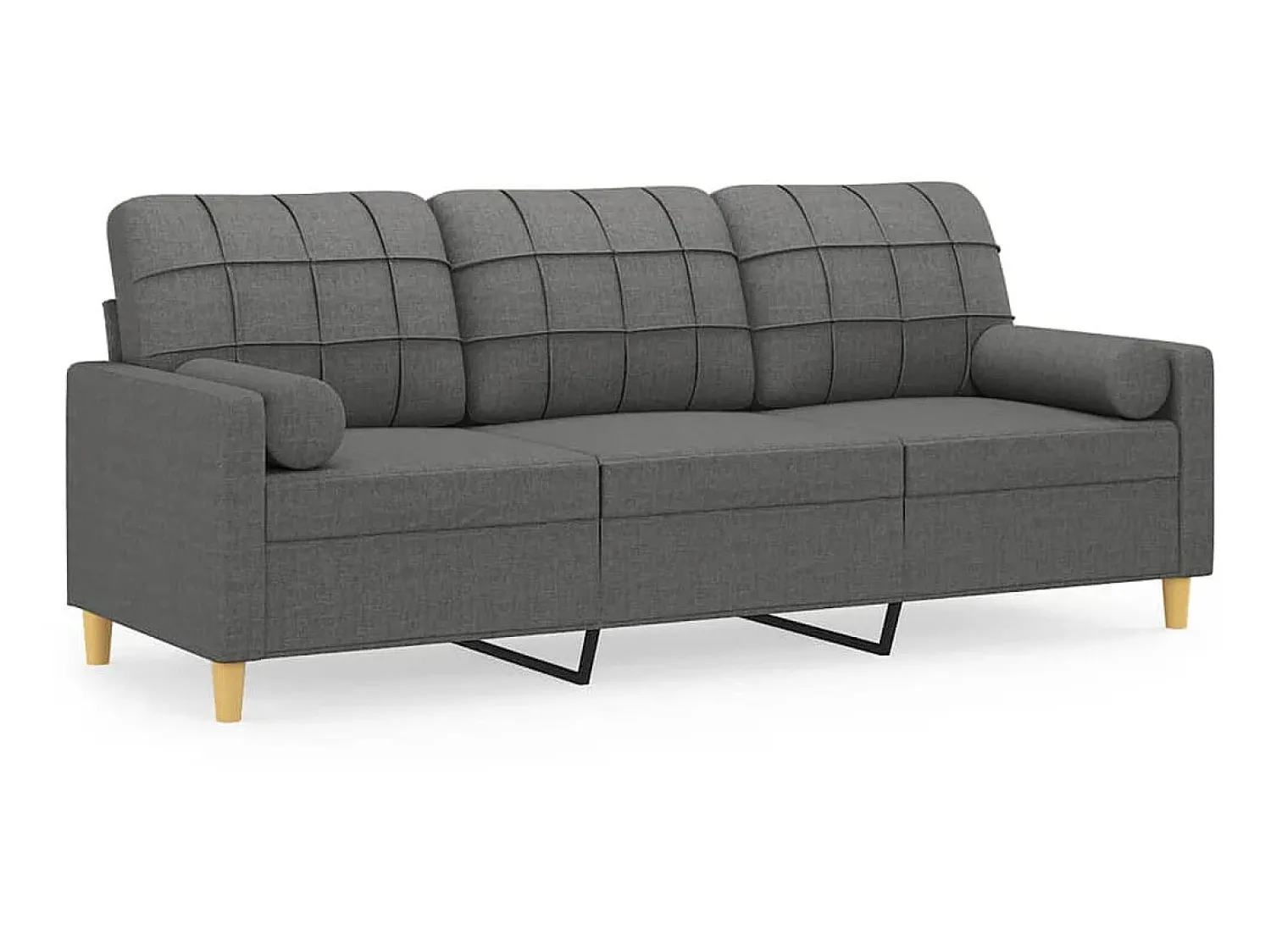 Sale Sofá 3 lugares + almofadas decoração 180 cm tecido cinza-escuro PT215362 Cinzento