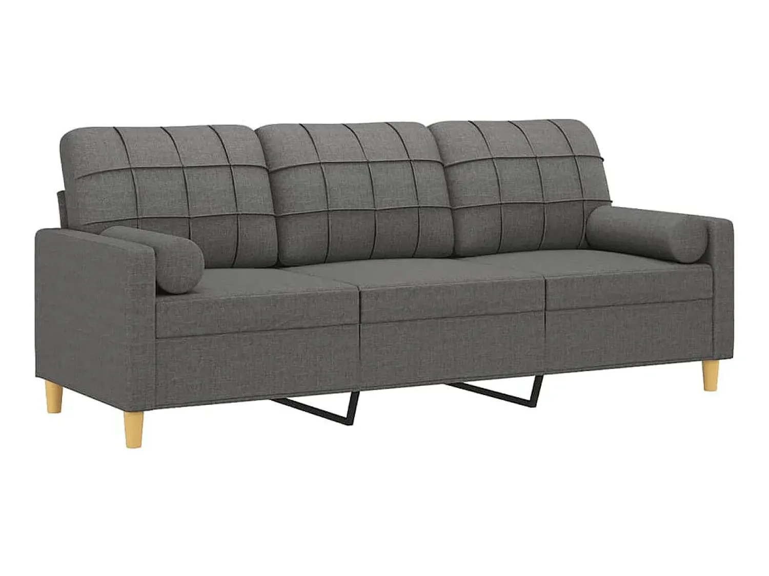 Sale Sofá 3 lugares + almofadas decoração 180 cm tecido cinza-escuro PT215362 Cinzento