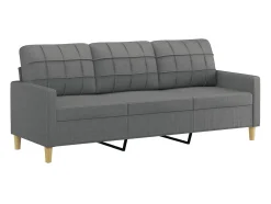 Sale Sofá 3 lugares + almofadas decoração 180 cm tecido cinza-escuro PT215362 Cinzento