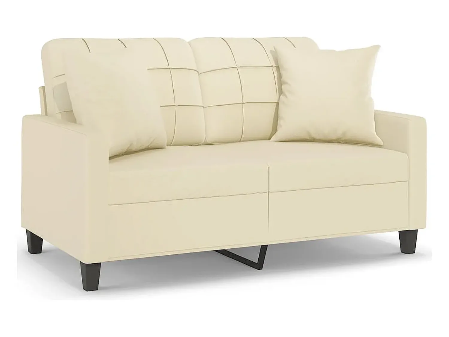 Sofá|vidaxl Sofá 2 lugares + almofadas decorativas 120cm couro artif. Creme